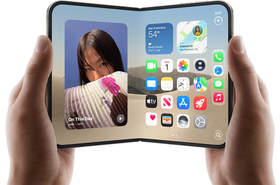 iPhone Duo opened, held in two hands